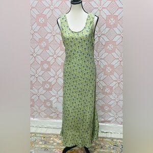 Vintage April Cornell Floral Bias Cut Maxi Dress Sz Lg